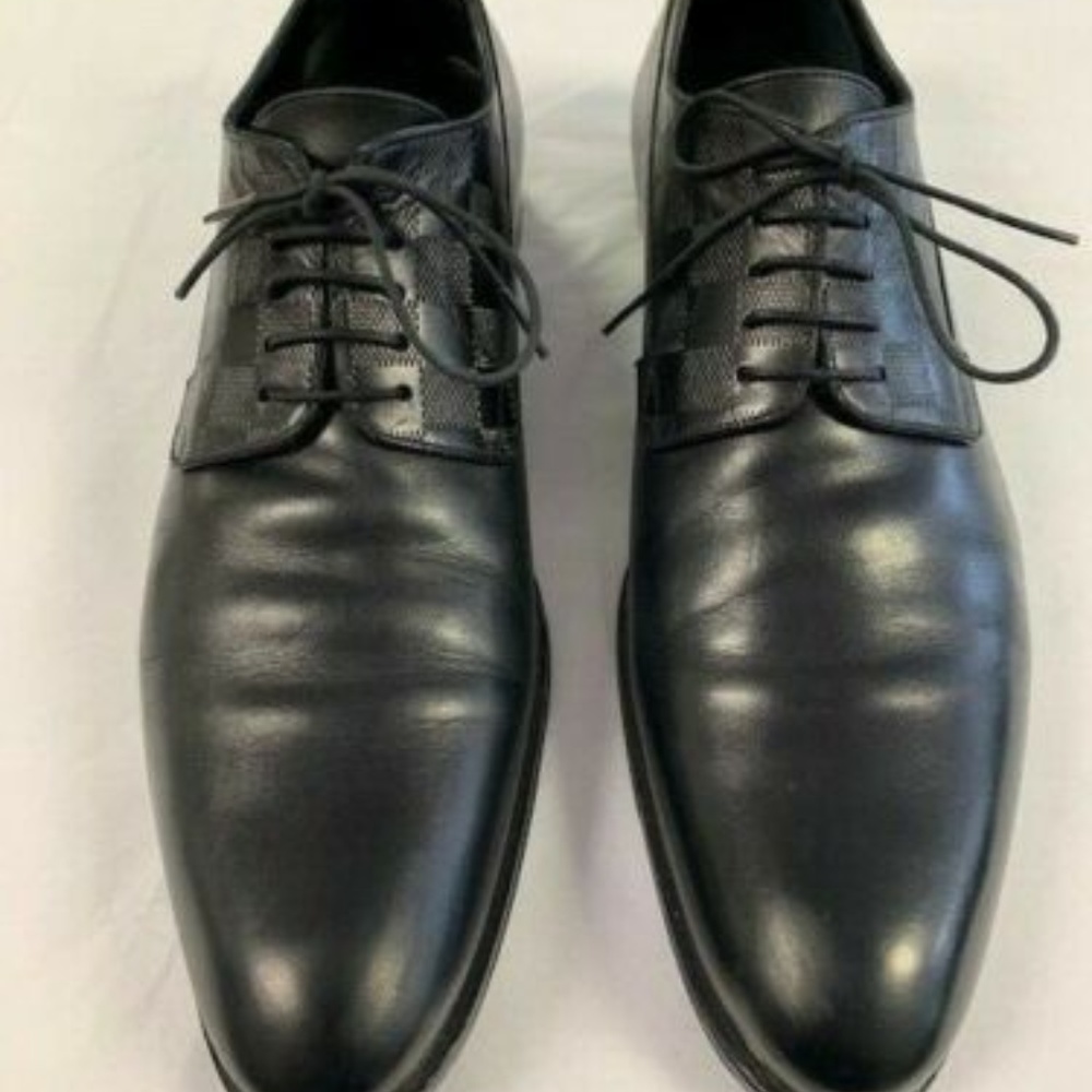 Louis Vuitton Sz 11 Black Leather Damier Oxfords